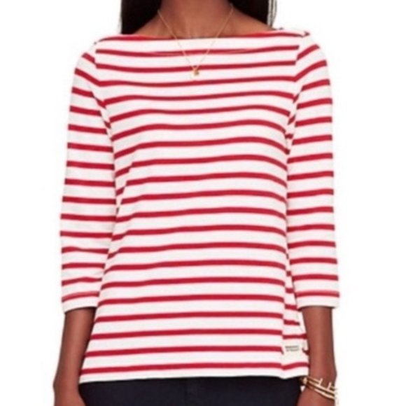 kate spade Tops - Kate Spade 3/4 Sleeve Striped Sailor Top Red Size XS